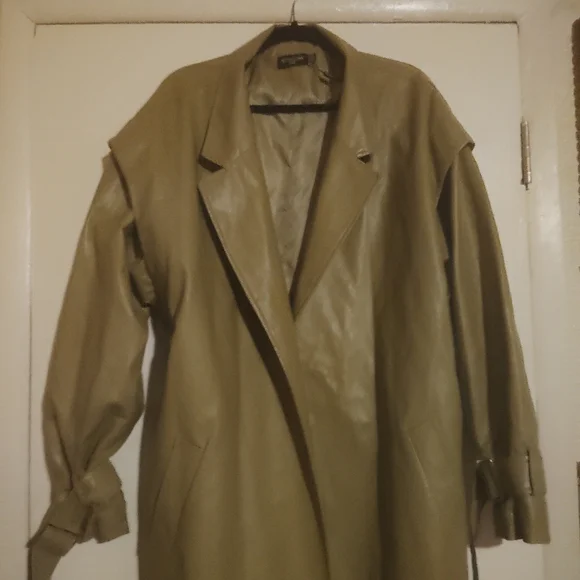 Pretty Little Thing Olive Green Women's Trench Coat Size 18 - Picture 4 of 7